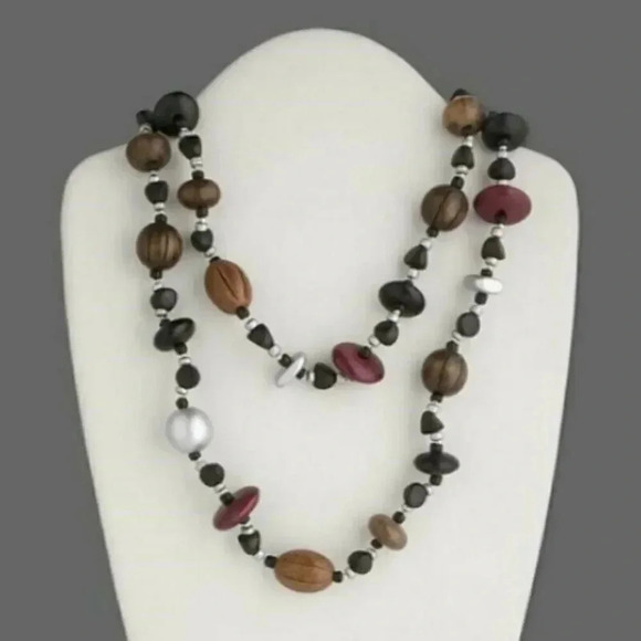 Handcrafted Mixed Beads Ethnic Mid Century Modern Style Wood Necklace - Picture 1 of 1